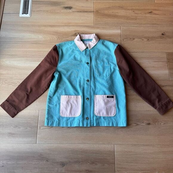 NWT RVCA Chorelist Women’s Color Block Oversized Jacke - Picture 5 of 7